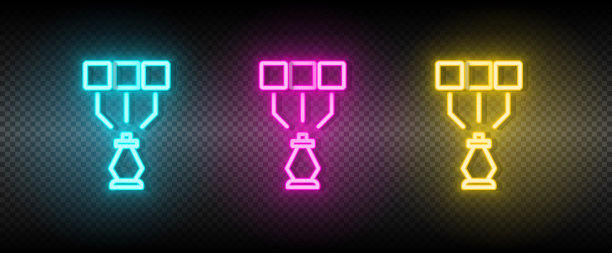 营销、媒体、计划霓虹灯图标集图片下载