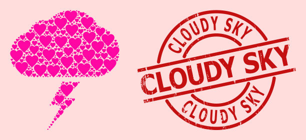 划破的阴天邮票印章和粉红色的心图片下载