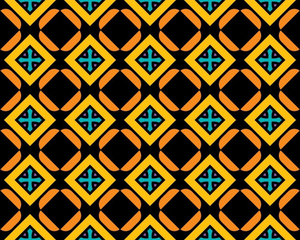 黑色背景上橙黄色几何正方形图案图片下载