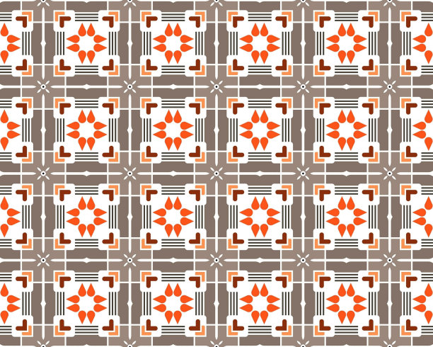 无缝瓷砖图案插图与花卉标志图片下载