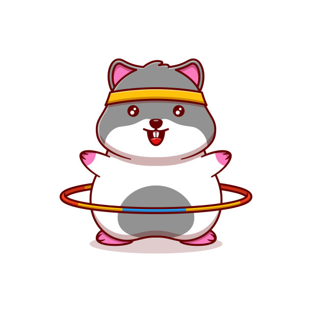 可爱的小仓鼠矢量插图设计锻炼与呼啦圈图片下载