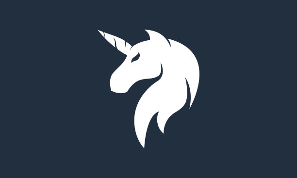 独角兽头标志插图设计。孤立的标志设计。适用于商标，贴纸，书籍封面等。图片下载