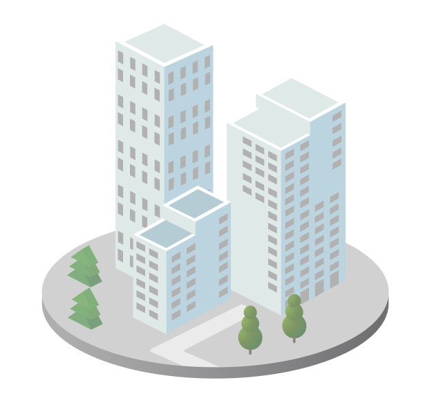 矢量等距城市建筑的现代单体建筑图片下载