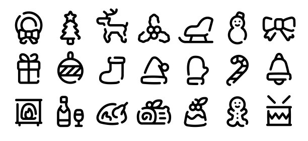 圣诞图标设置(软加粗线版本)图片下载