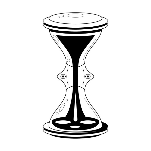 抽象手绘沙漏时钟沙子与沙子涂鸦概念向量设计轮廓风格在白色背景孤立轮廓图片下载