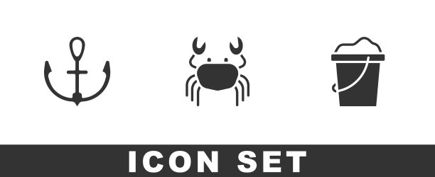 在桶图标中设置锚蟹和沙子图片下载