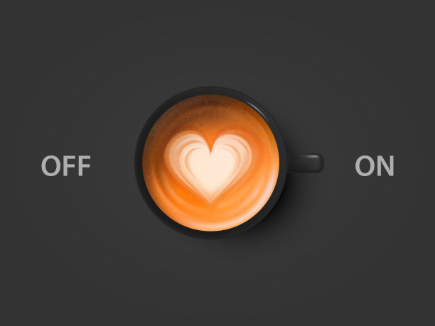 矢量3d现实关闭，开关与牛奶泡沫咖啡在黑色陶瓷，陶瓷咖啡杯，泡沫图案。卡布奇诺,拿铁咖啡。概念创意横幅与咖啡杯。设计模板。俯视图图片下载
