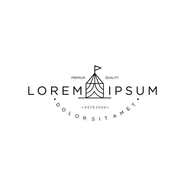 派对租赁帐篷事件标志设计库存图片下载