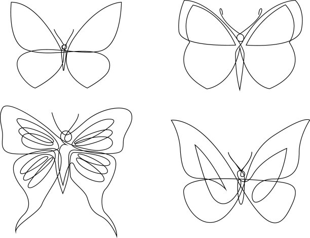 一条线蝴蝶设计剪影设置手图片下载