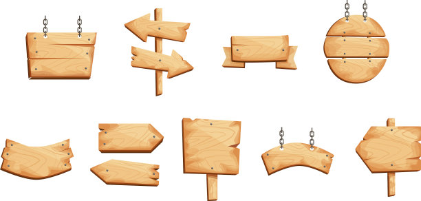 木制标牌、木板和各种形状的标牌图片下载
