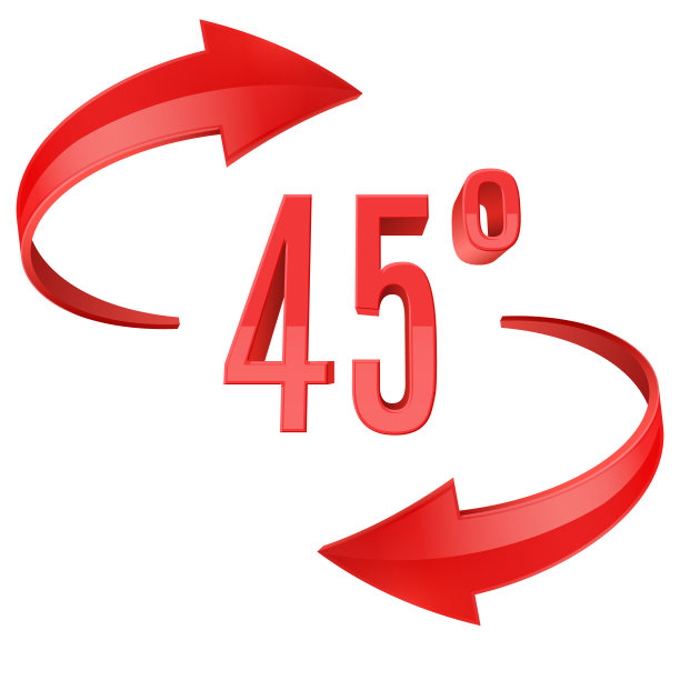红色光滑的三维曲线箭头和45度唱歌图片下载