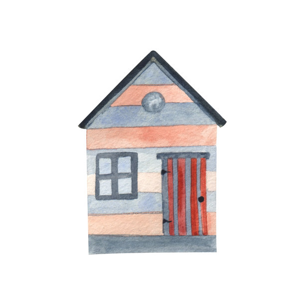 水彩海滨别墅。海收集暑假假期图片下载