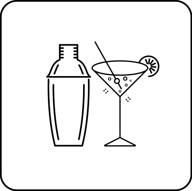 鸡尾酒图标在白色背景图片下载