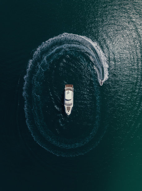 黄道船绕着游艇旋转图片下载