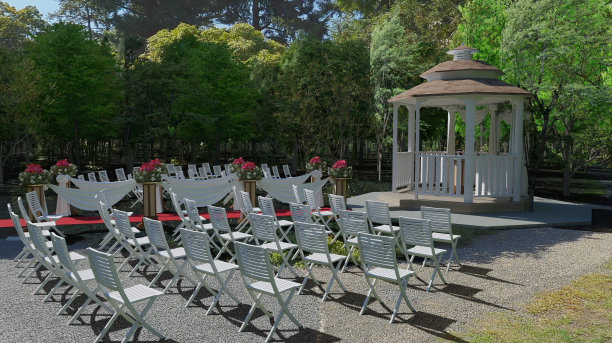 美丽花园婚礼仪式活动3d插图图片下载