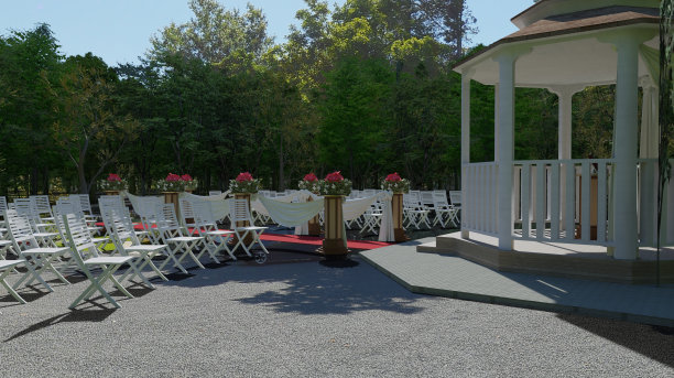 美丽花园婚礼仪式活动3d插图图片下载