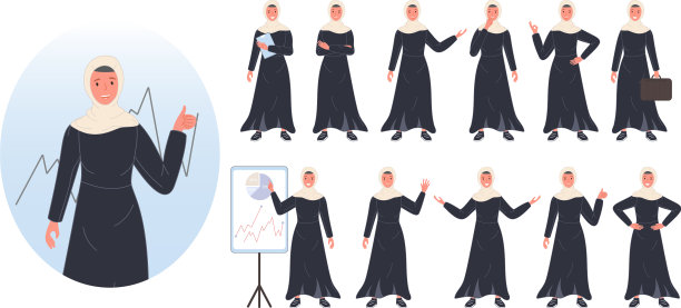 商务女性阿拉伯人物头像设计集图片下载