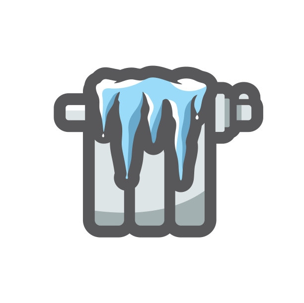 结冰的暖气散热器无热量图标图片下载