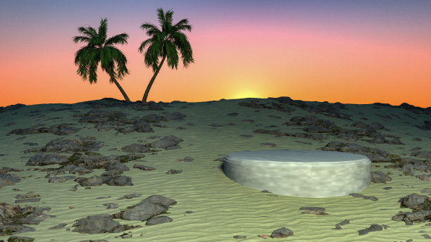 沙漠中的讲台(3d渲染)图片下载