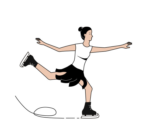 简单可爱的年轻女孩在冰上溜冰图片下载