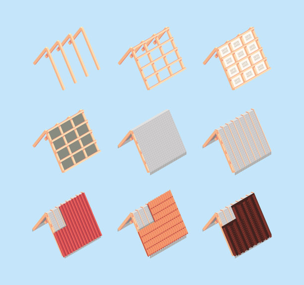 屋顶等距建筑阶段施工图片下载