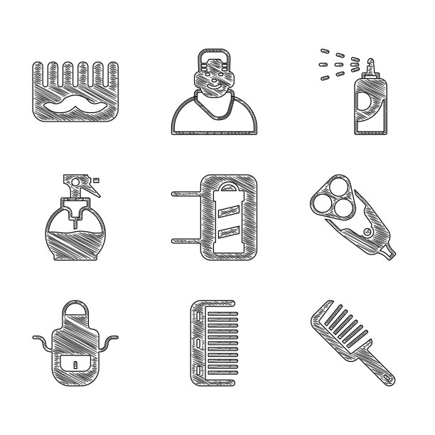 设置理发店杆发刷电动剃须刀图片下载