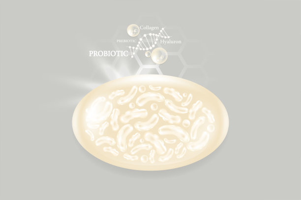 益生菌和透明质酸皮肤溶液广告，白色胶原蛋白，和维生素血清滴化妆品广告背景准备使用插图向量。图片下载