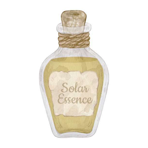 水彩插图与古董黄药水瓶装饰绳子和标签。孤立在白色的。图片下载