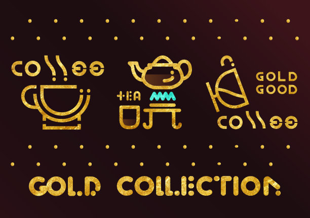 饮品图标集金线咖啡收藏图片下载