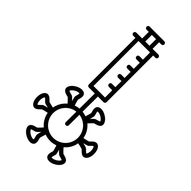 接种疫苗的横线图标。疫苗，注射器，注射器，盾牌提纲标志睫毛膏的概念和网页设计，商店图片下载