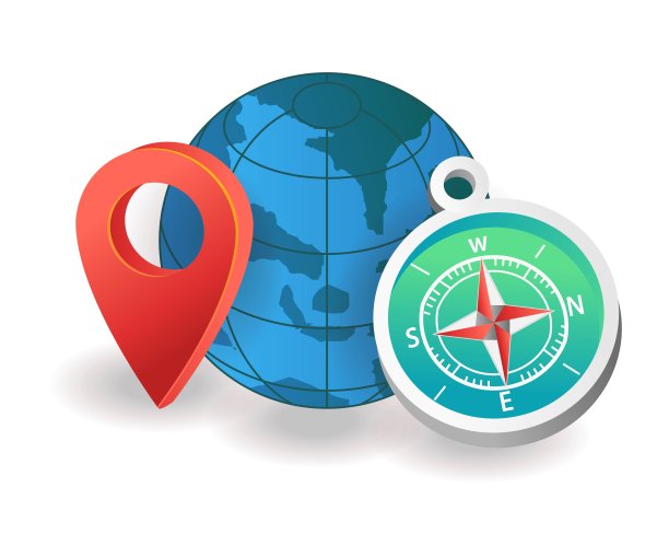 平面等距插图的概念。指南针定位图片下载