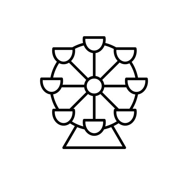 摩天轮黑色轮廓图标。游乐园。狂欢节。游乐场的背景。平面孤立的符号，符号的插图，信息图表，标志，应用程序，横幅，网页设计，开发，ui, ux, gui。向量EPS 10图片下载