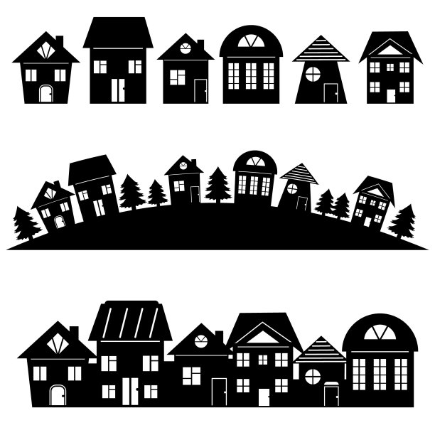 房屋和城市景观，孤立矢量插图模板图标图片下载