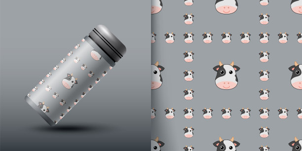 奶牛无缝图案与瓶图片下载