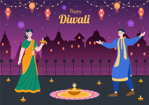 印度人民举行排灯节庆祝活动图片下载