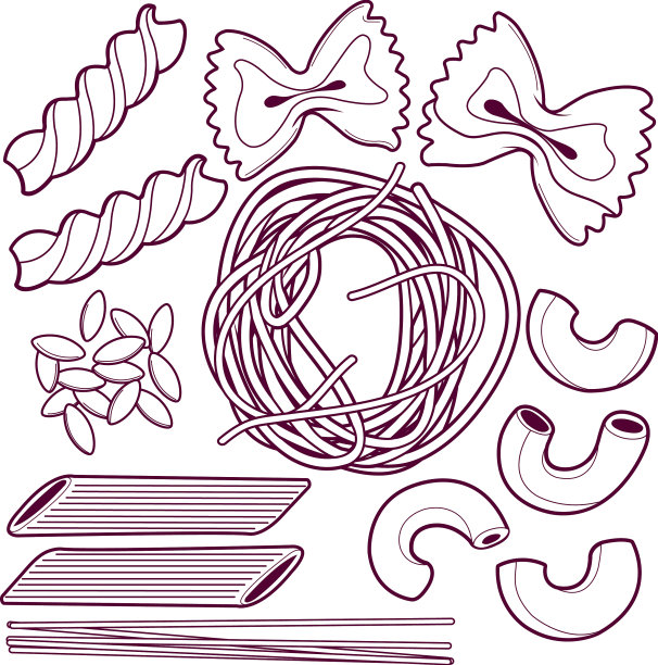 收集不同类型的意大利面图片下载