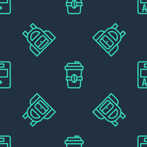 设置行咖啡杯去学校背包和图片下载