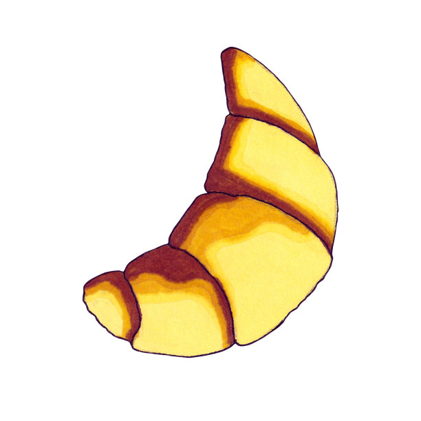 白色背景上孤立的牛角面包的插图图片下载