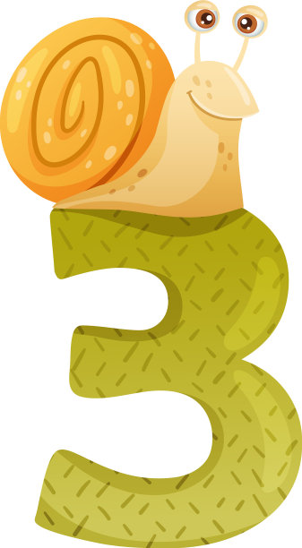 3号和可爱有趣的蜗牛教育数字图片下载