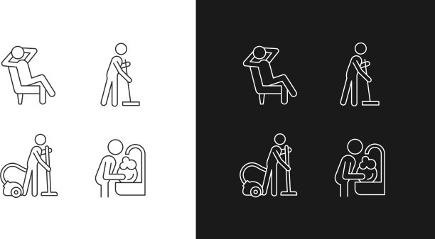 家务事线性图标设置为黑暗和图片下载