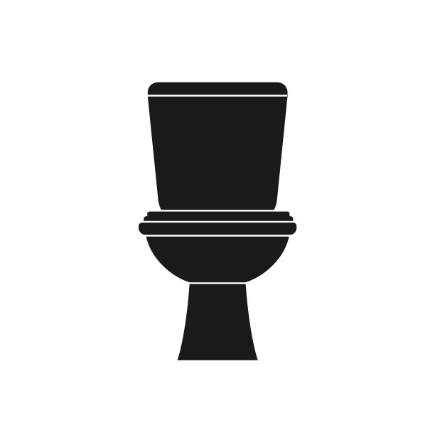 经典的黑色抽水马桶与水箱图标图片下载