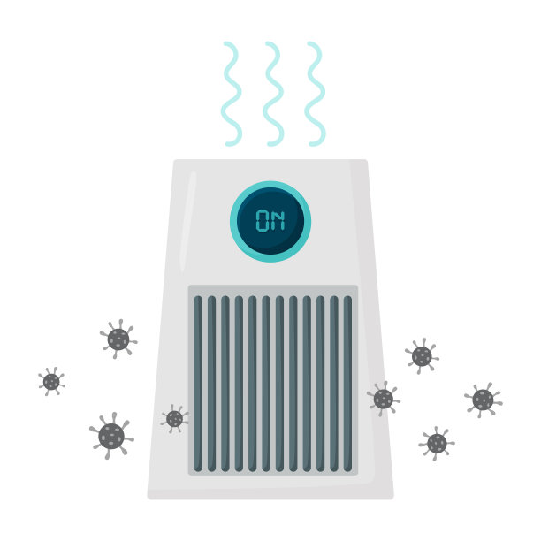 空气净化器过滤器隔离在白色背景。清除空气中的细菌和病毒。平面向量插图。家里的设备图片下载