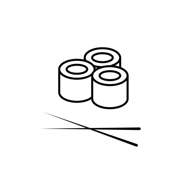 寿司黑线图标。美味的亚洲食物标志。传统日本菜的象征。海鲜米饭卷。平面孤立的插图，标志，应用程序，移动，横幅，网页设计，开发，ui, gui。向量EPS 10图片下载