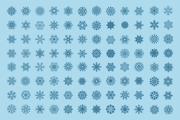 浅蓝色雪花和星星圣诞节套装图片下载