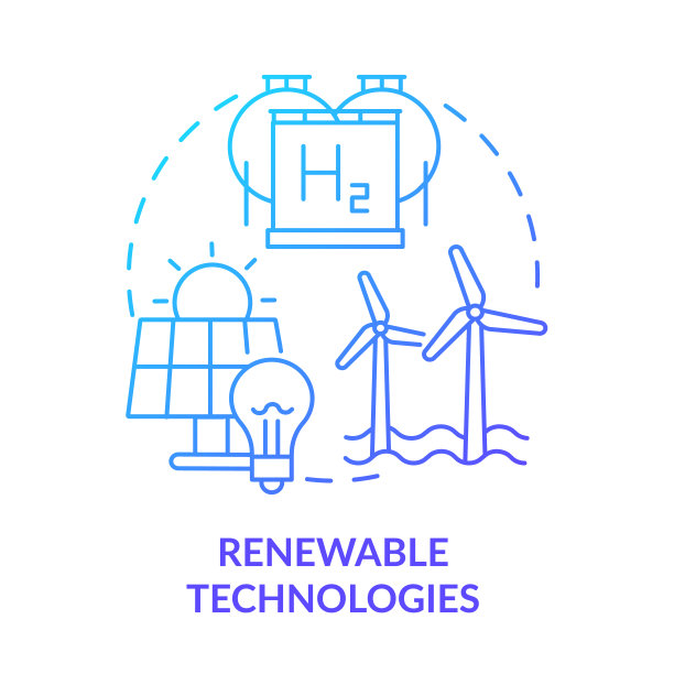 可再生技术蓝色梯度概念图标图片下载