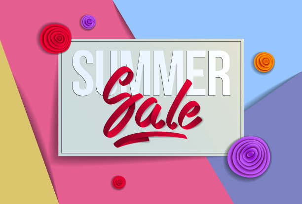 夏季销售传单模板与字母海报图片下载