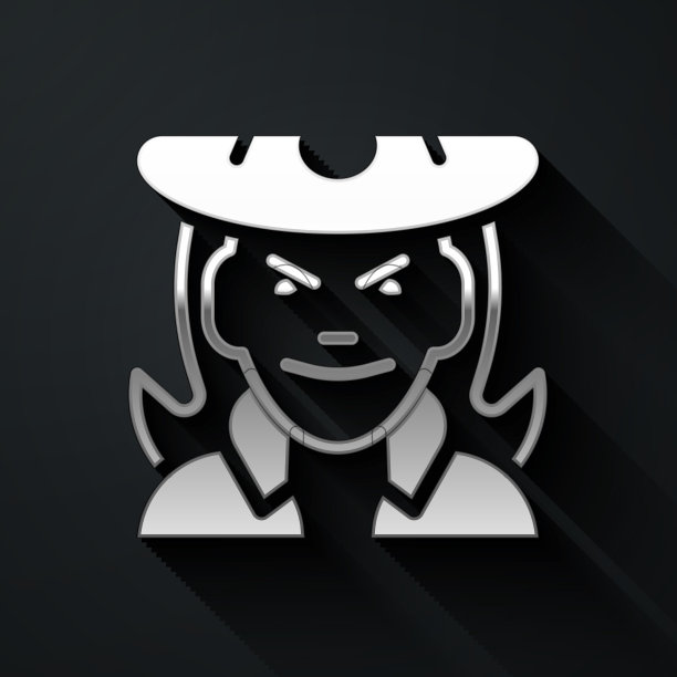 银色女巫图标孤立在黑色背景图片下载