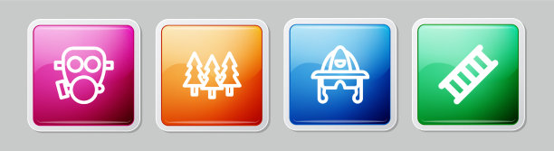 设置线防毒面具森林消防员头盔和图片下载