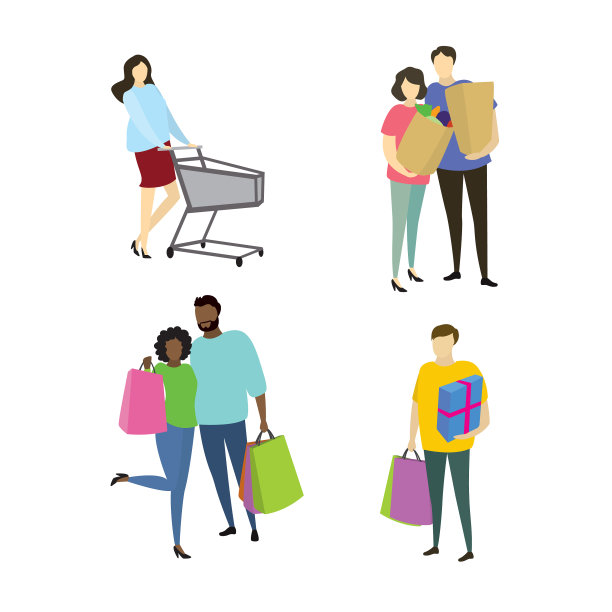 不同的人拿着购物袋图片下载