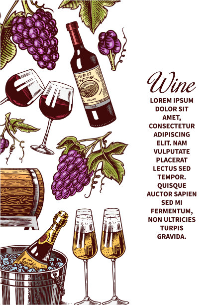 葡萄酒海报或葡萄园横幅闪闪发光图片下载